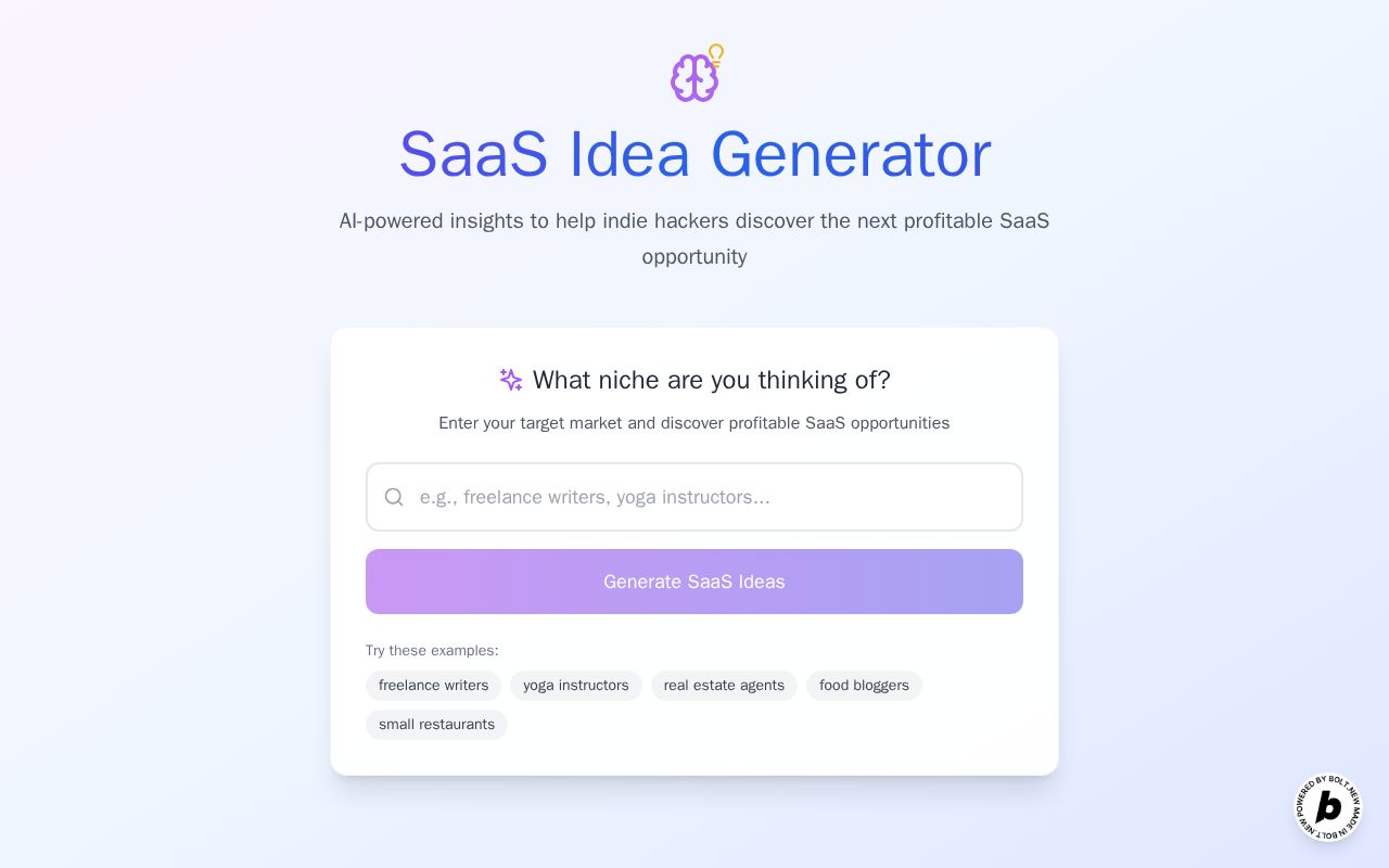 Preview of Mini SaaS Idea Generator