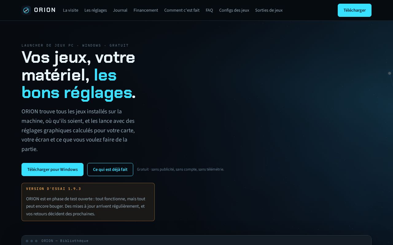 Preview of Orion Game Launcher