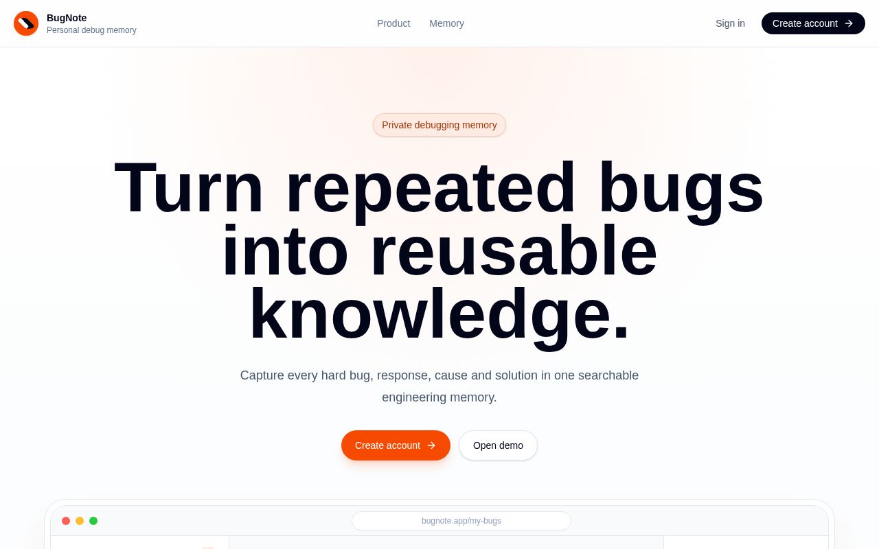 Preview of Bug Note