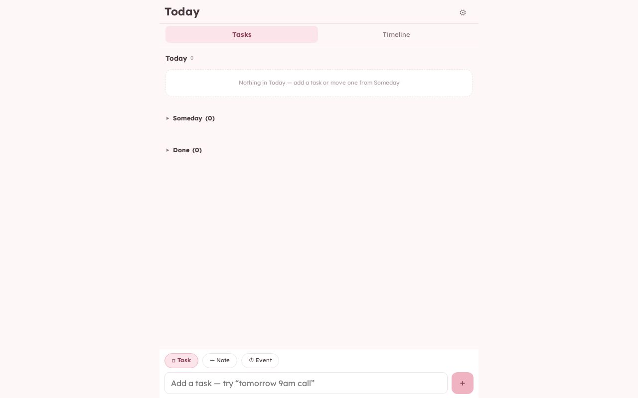 Preview of Today — a private, offline-first three-task daily planner
