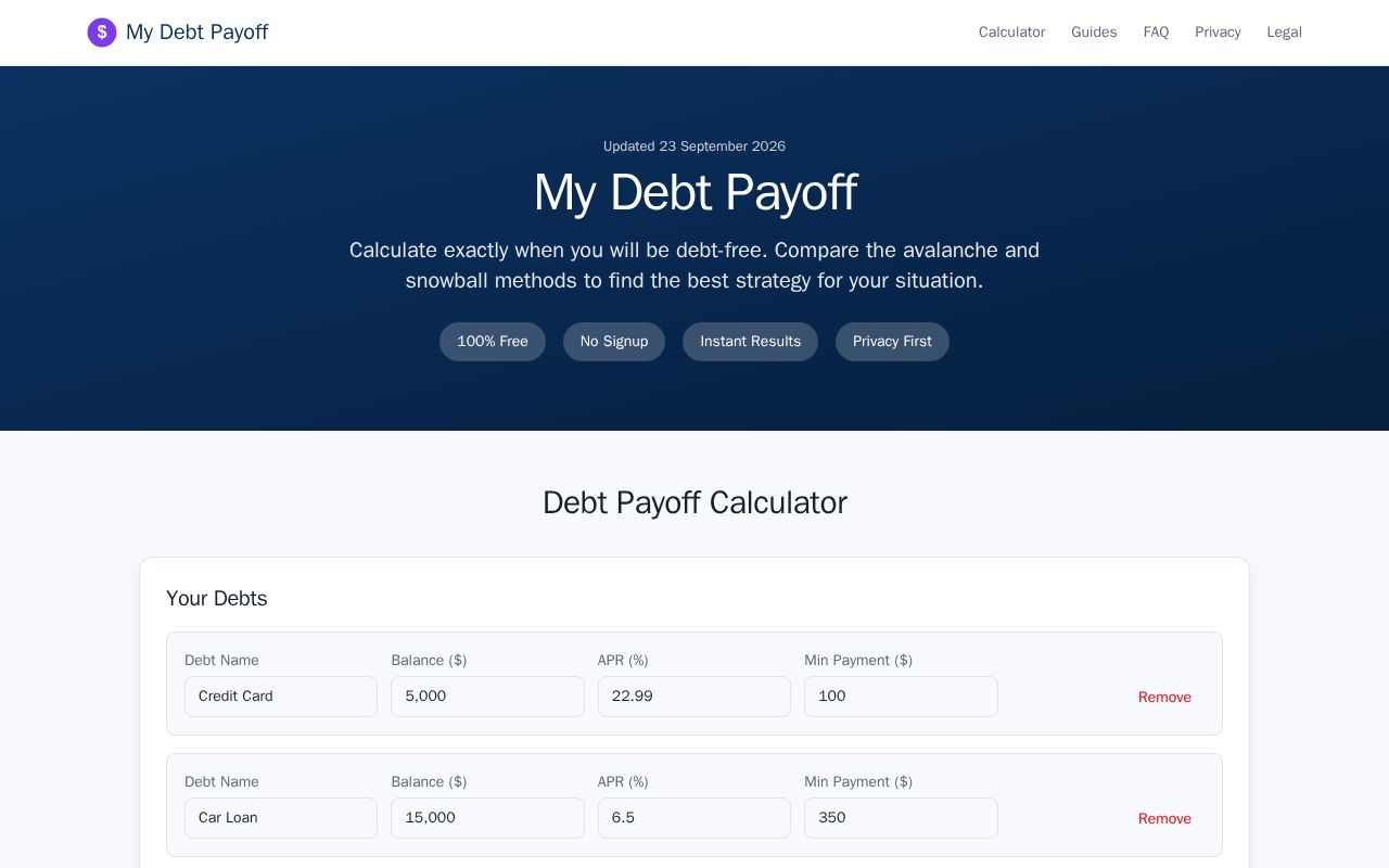 Preview of Mydebtpayoff Com