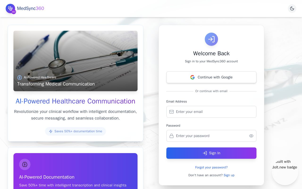 Preview of MedSync360 : AI-Powered Healthcare Communication.