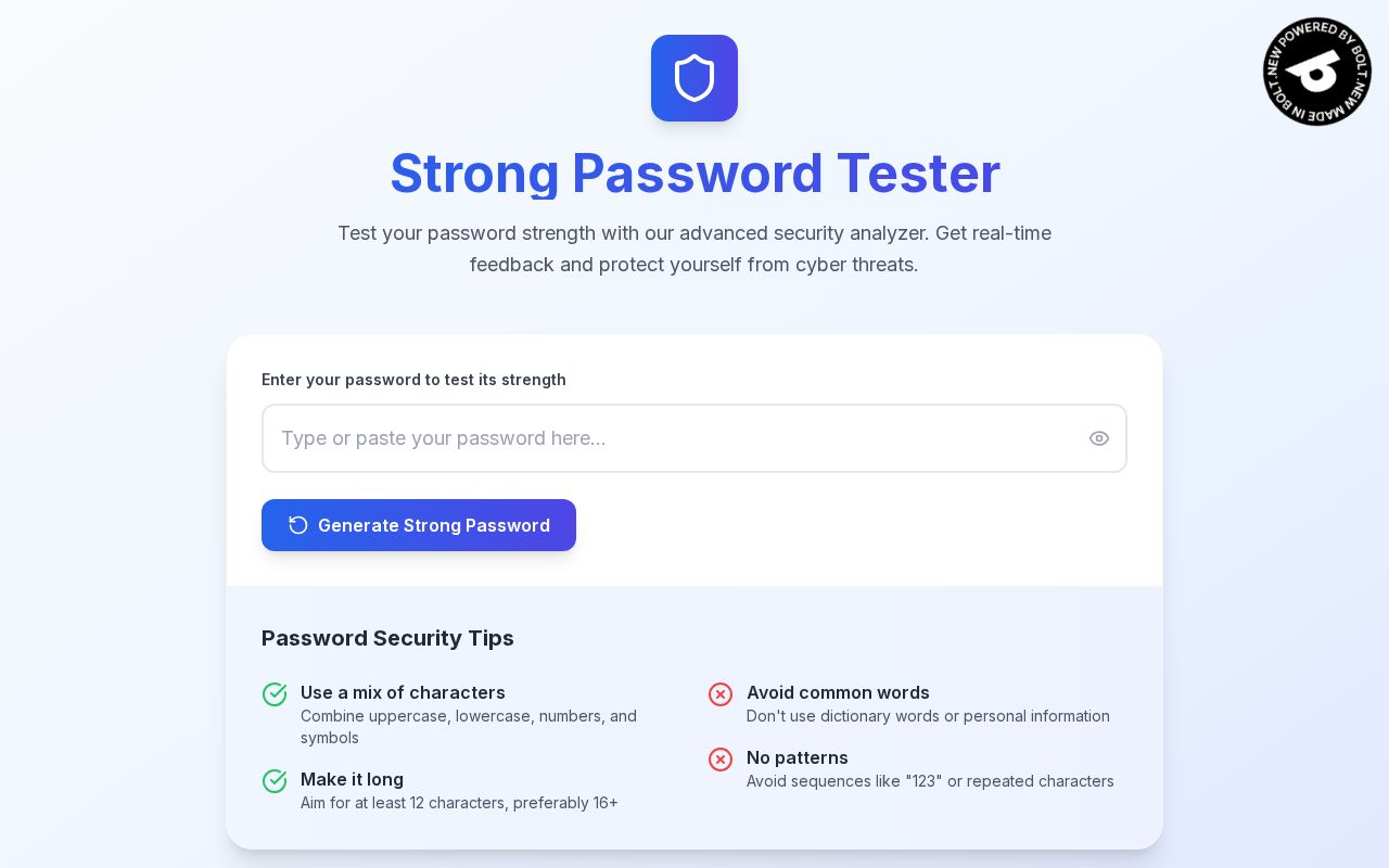 Preview of Strong Password Tester | Password Analyzer