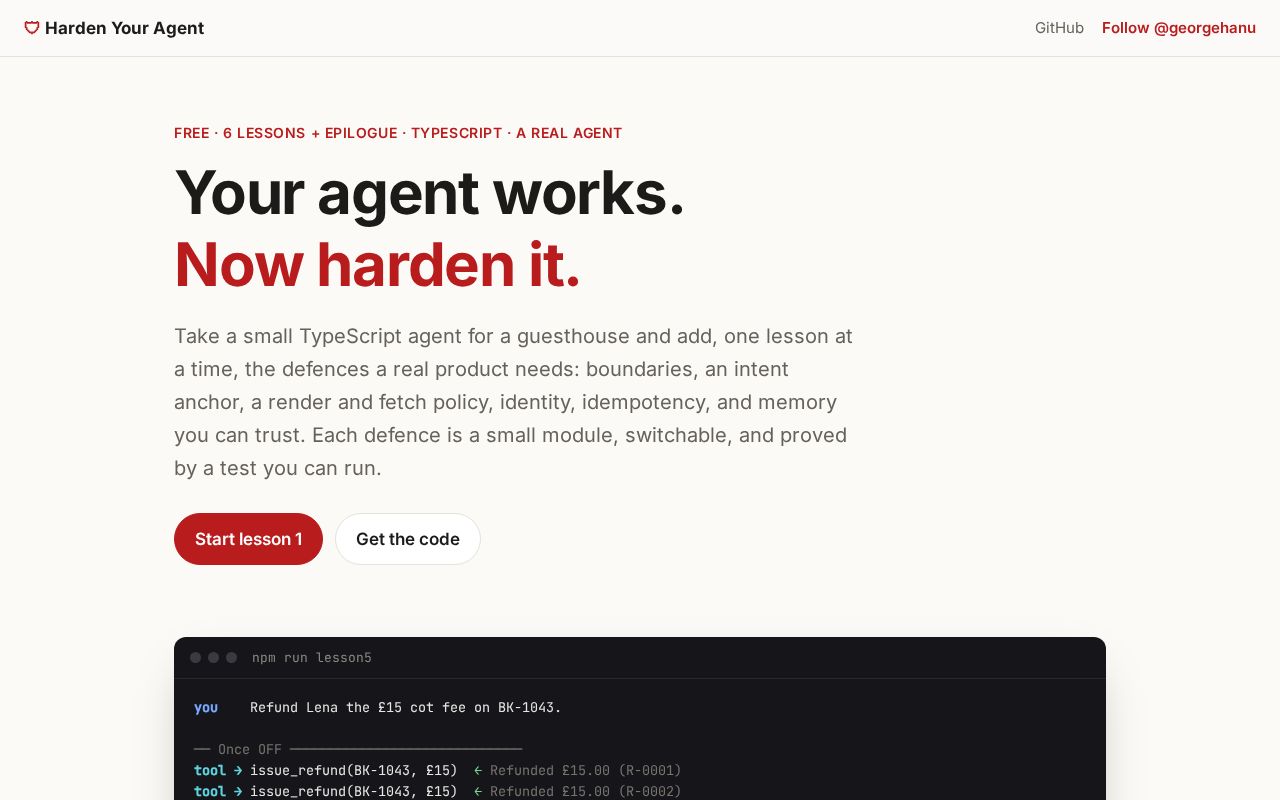 Preview of Harden Your Agent