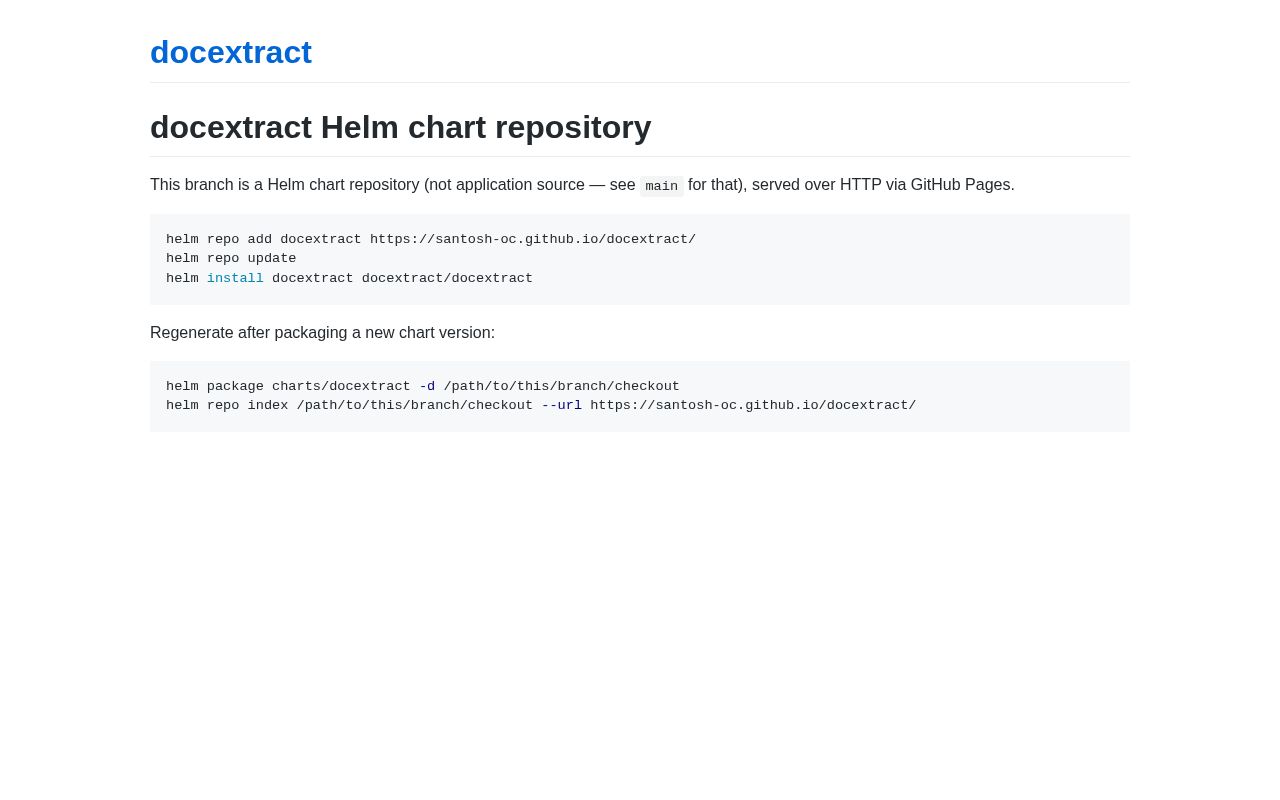 Preview of docextract Helm chart repository