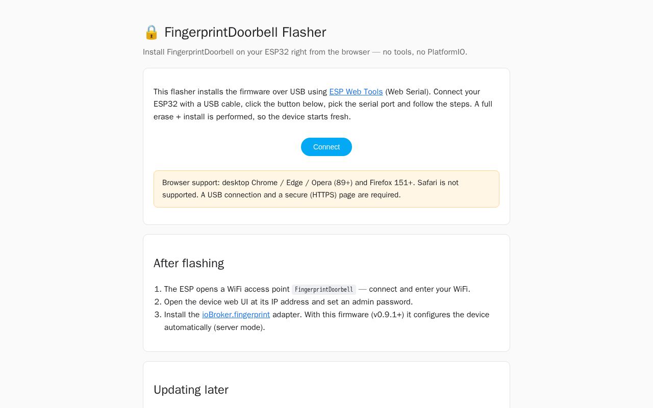Preview of IoBroker Fingerprint