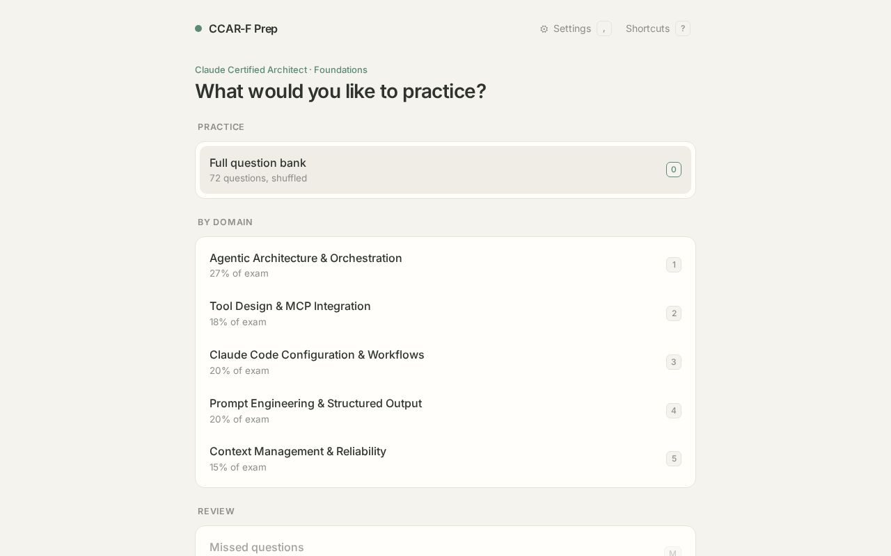 Preview of Claude Certified Architect Quiz
