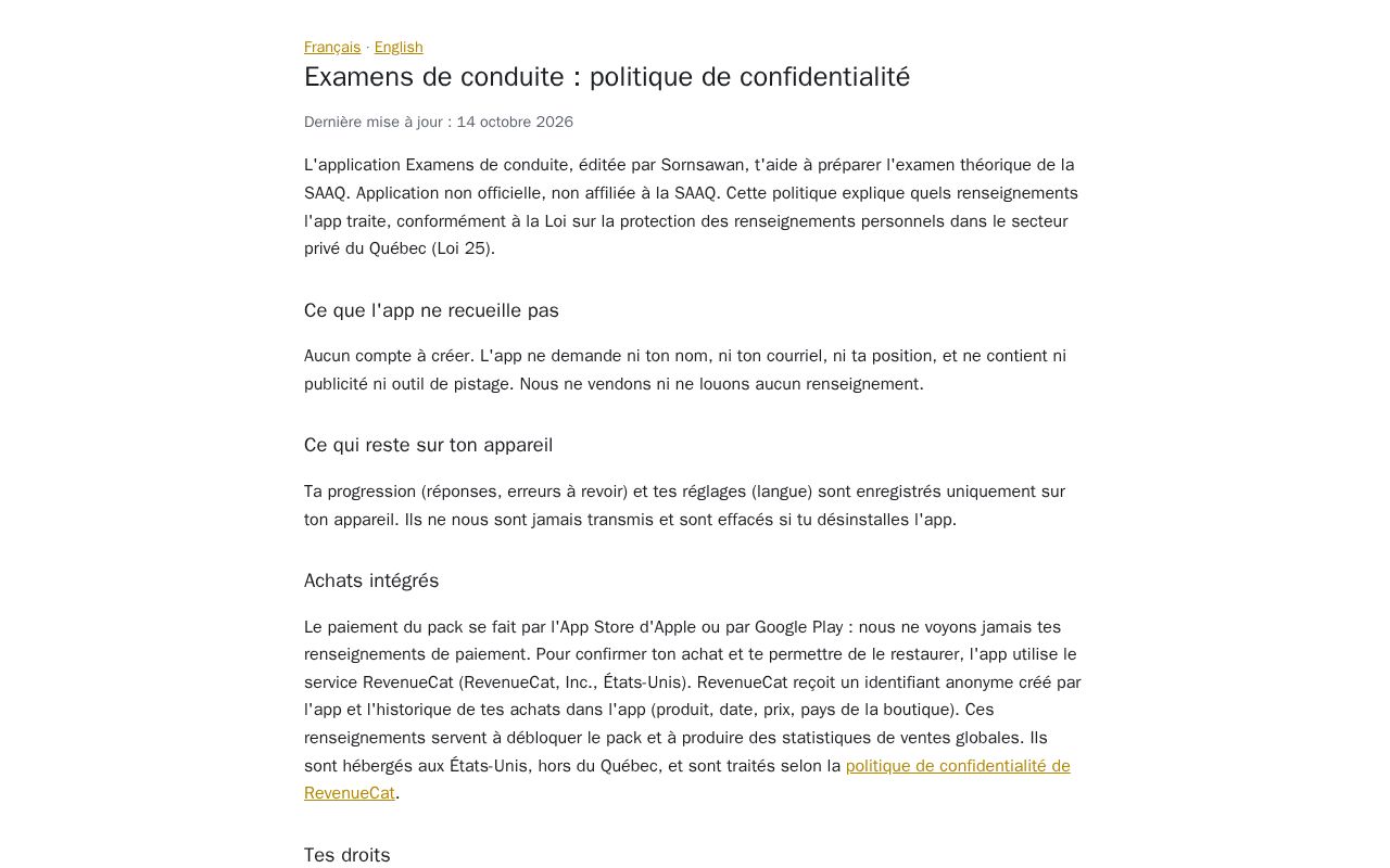 Preview of Examens Conduite Legal