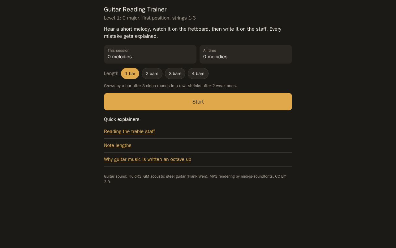 Preview of Guitar Reading Trainer