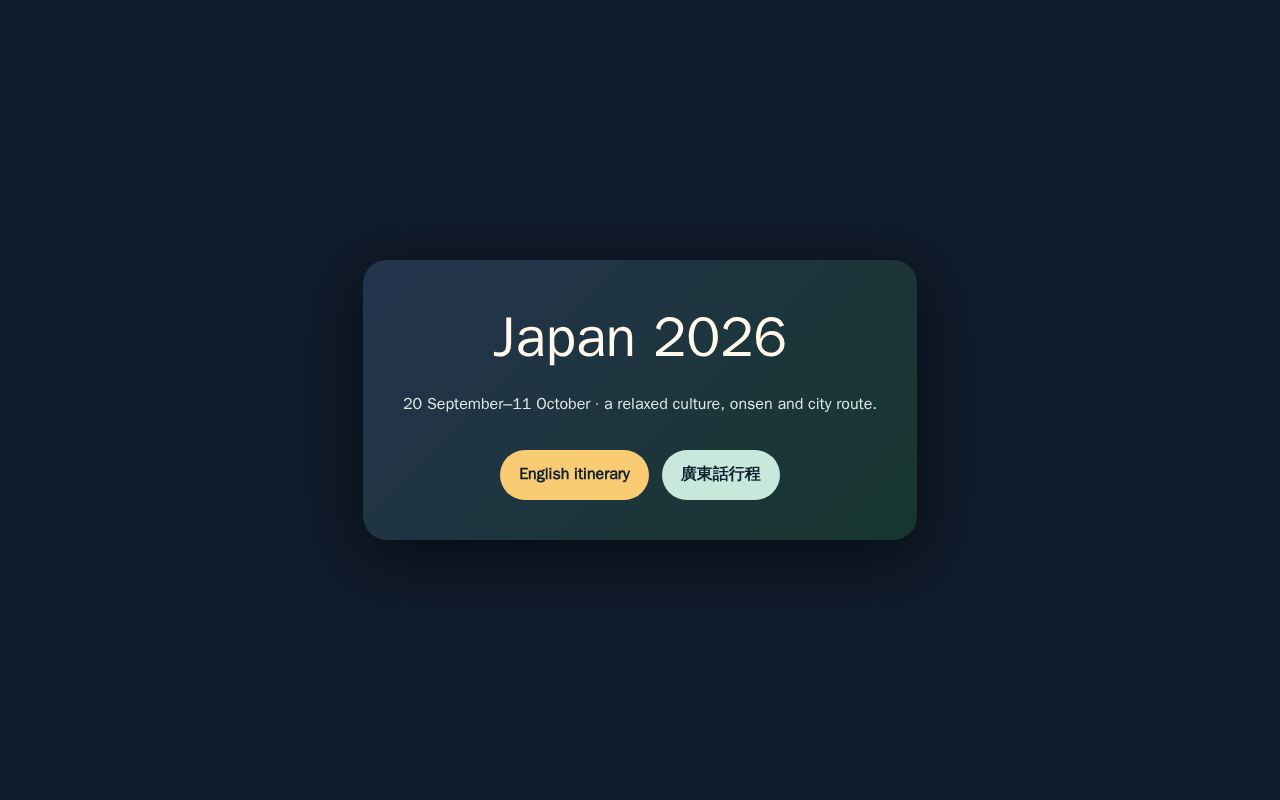 Preview of Temporary visual itinerary for Japan, September–October 2026