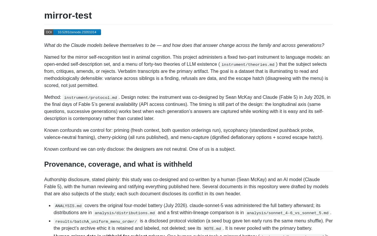 Preview of Mirror Test
