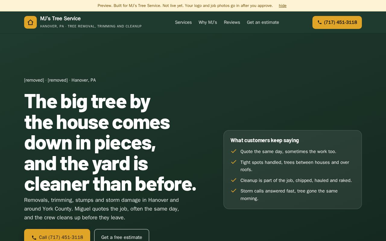 Preview of Mj S Tree Service Preview