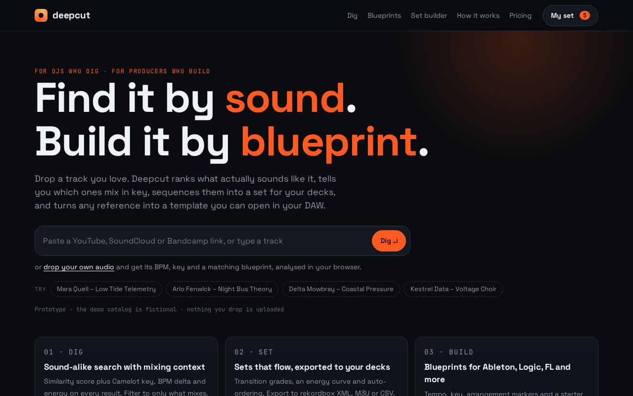 Preview of Deepcut: find it by sound, build it by blueprint