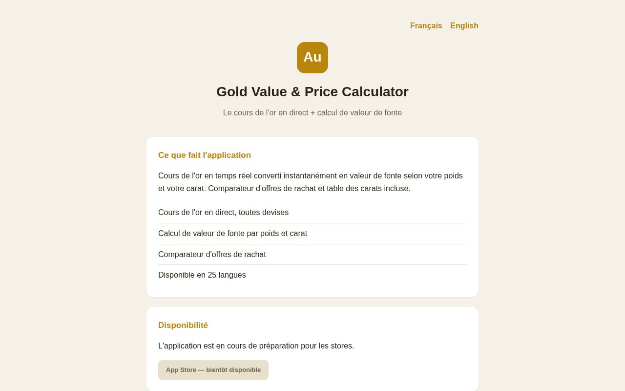 Preview of Gold Value & Price Calculator