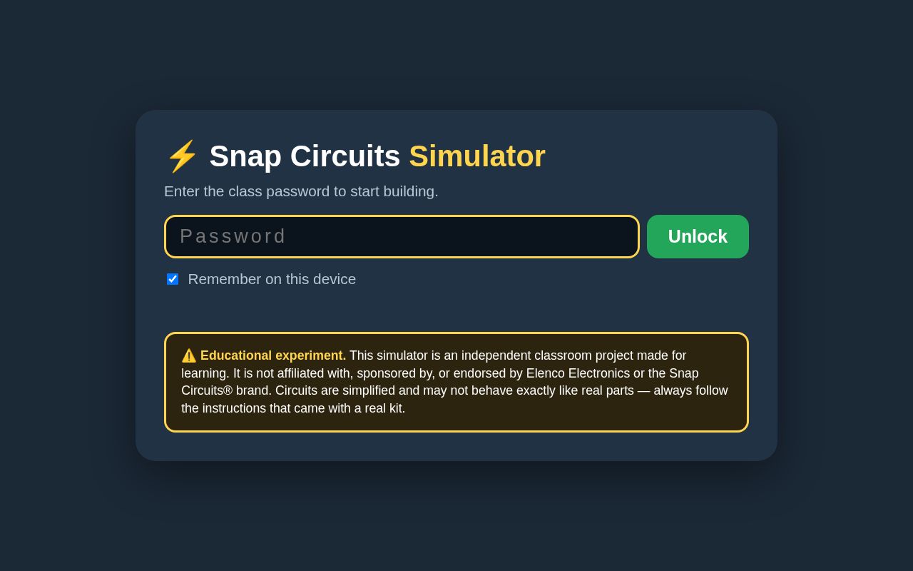 Preview of Snap Circuit Simulator