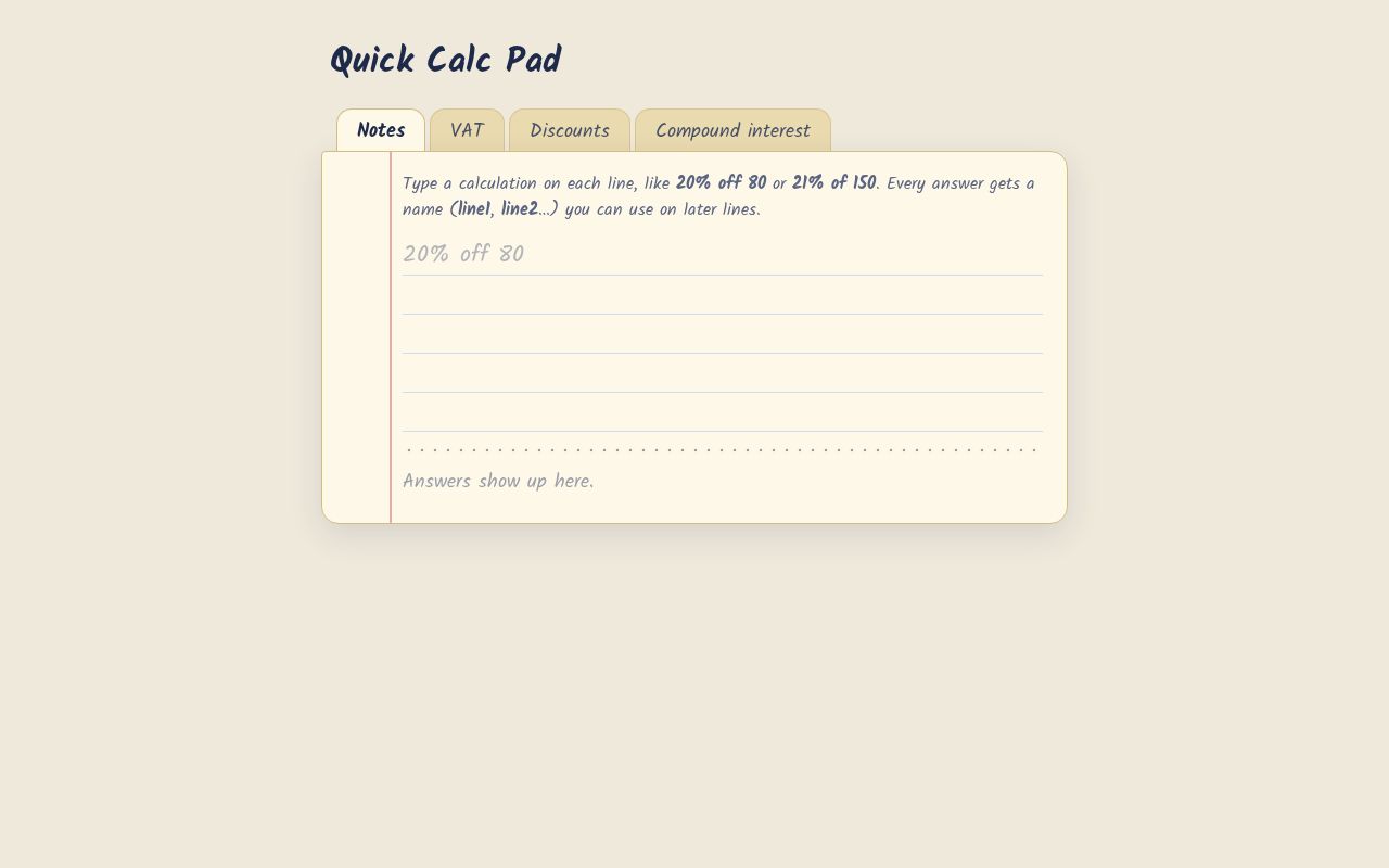 Preview of Quick Calc Pad