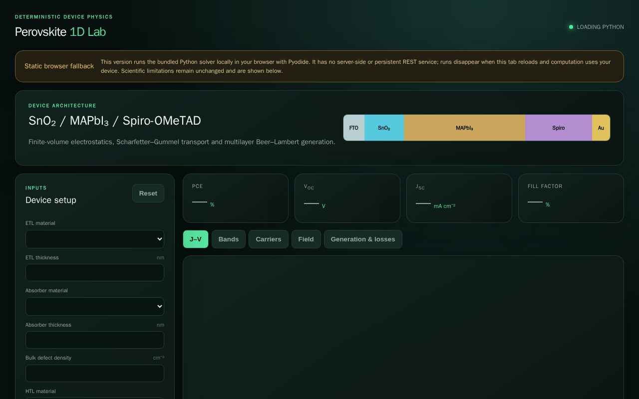 Preview of Perovskite 1D Simulator