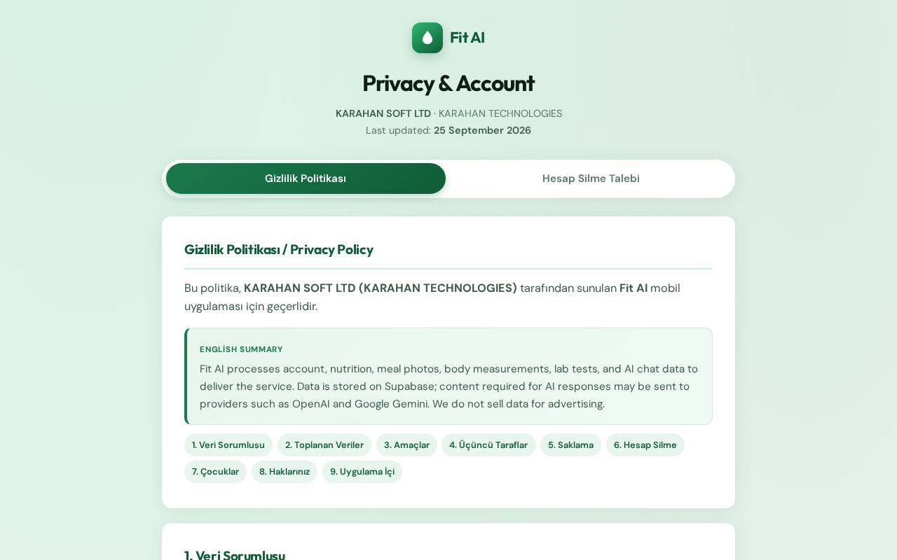 Preview of Fit Ai Privacy