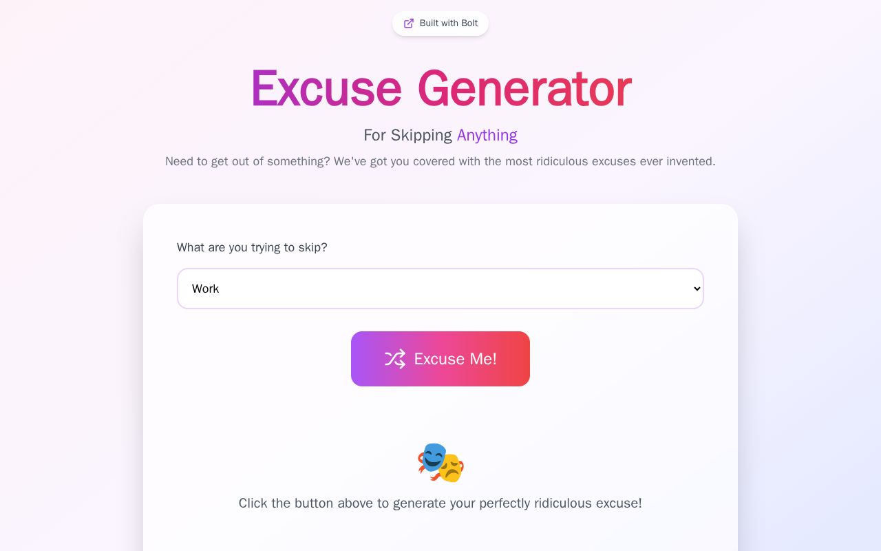 Preview of Excuse Generator for Skipping Anything