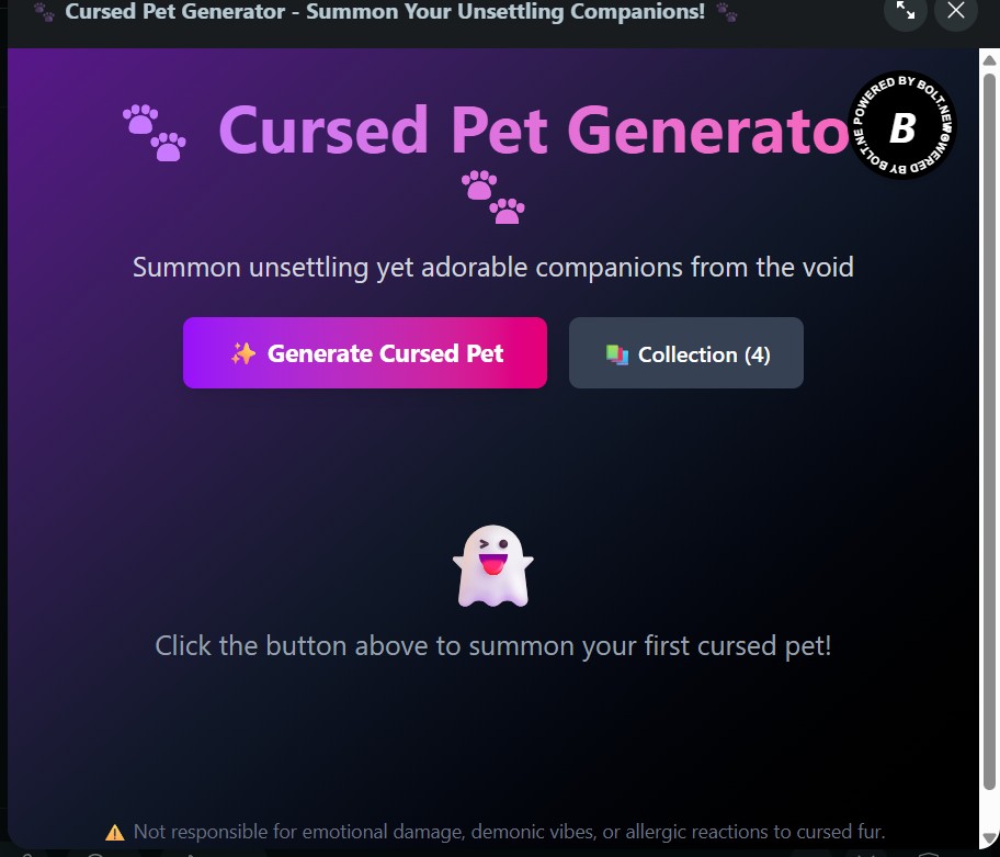 Preview of Cursed Pet Generator - Summon Your Unsettling Companions!
