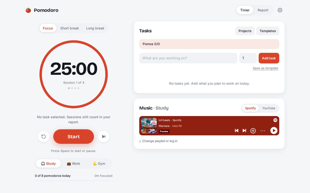 Preview of Pomodoro Web