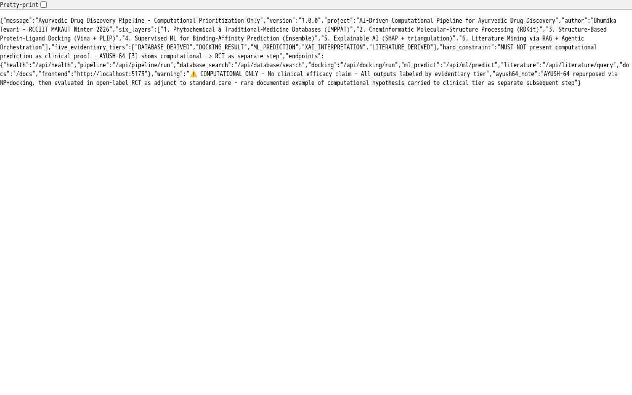 Preview of Ayurvedic Drug Discovery Backend