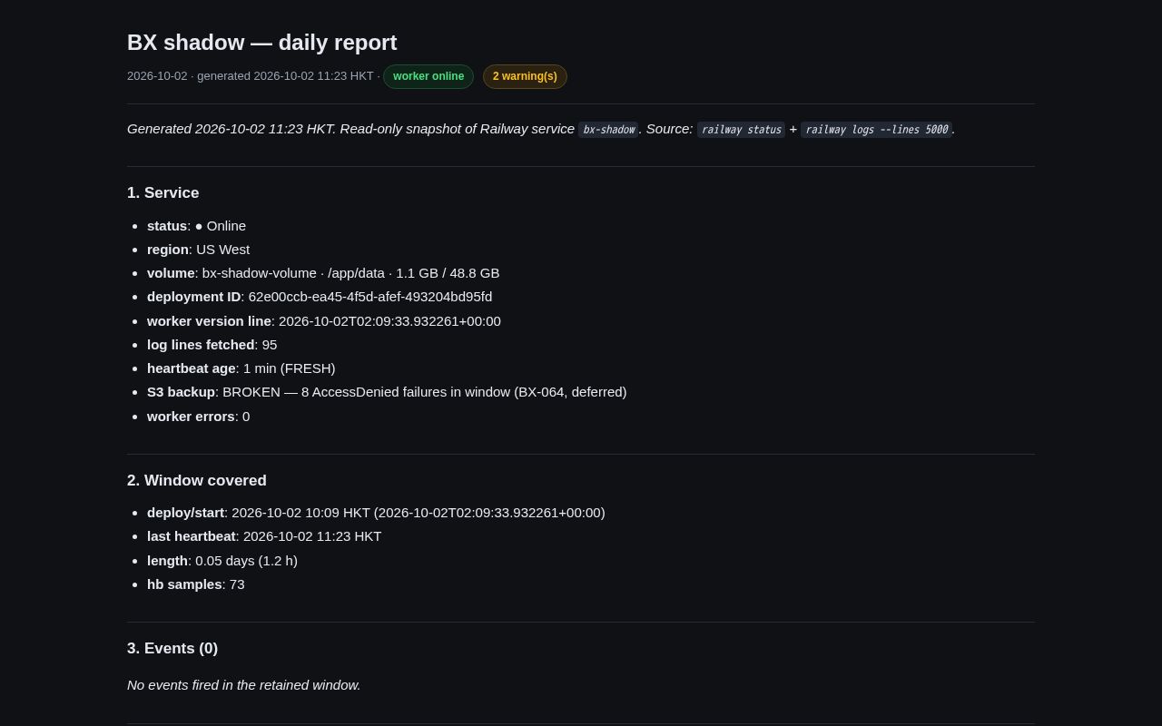 Preview of Bx Shadow Reports