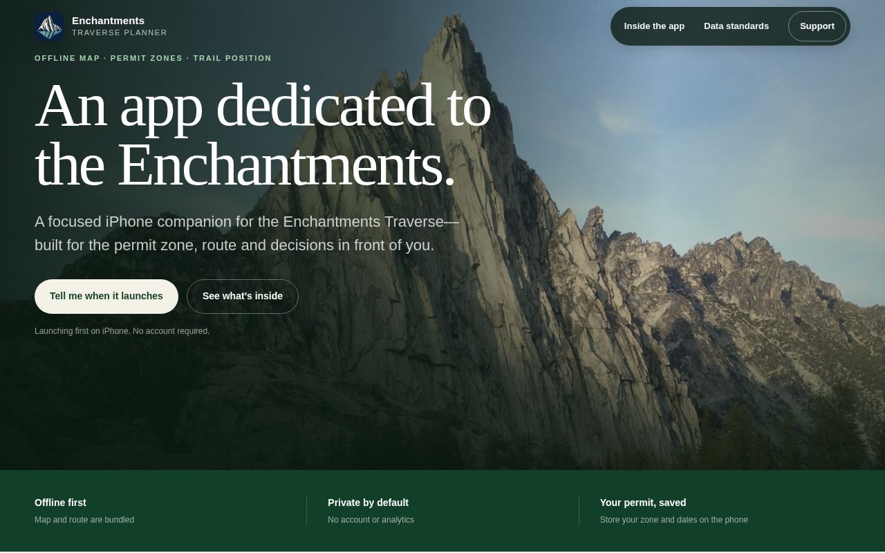 Preview of Enchantments Traverse Planner