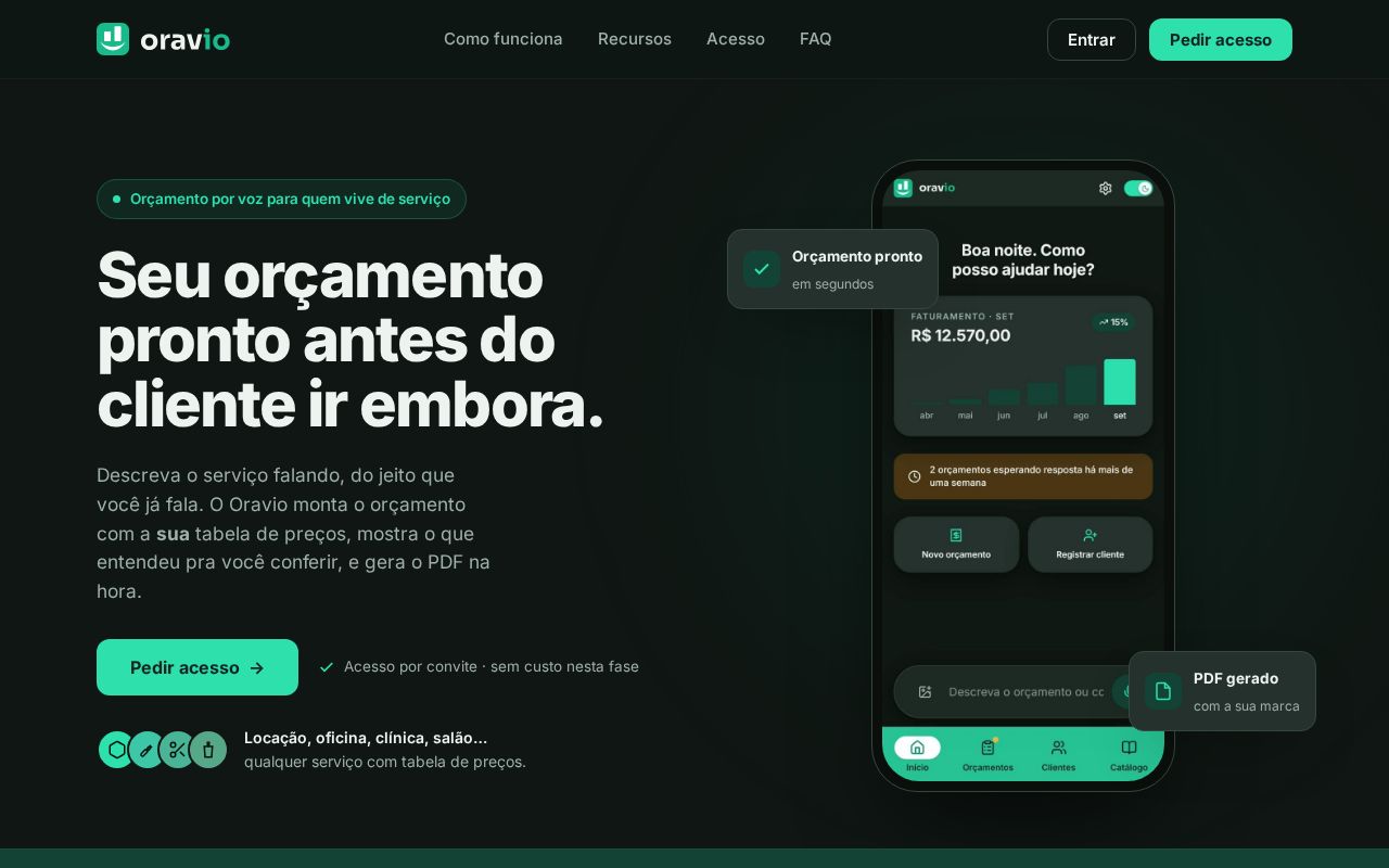 Preview of Oravio Landing