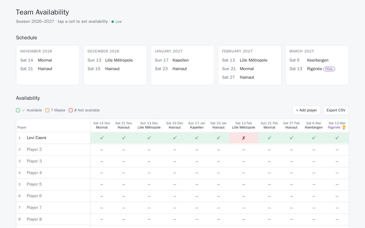 Preview of Team Availability