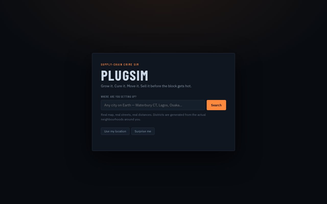Preview of Supply-chain crime sim played on a real map