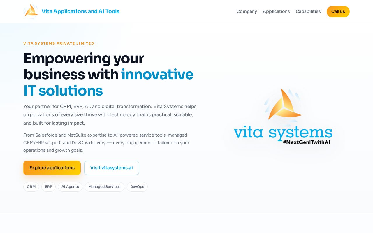 Preview of Vitasystems Apps Website