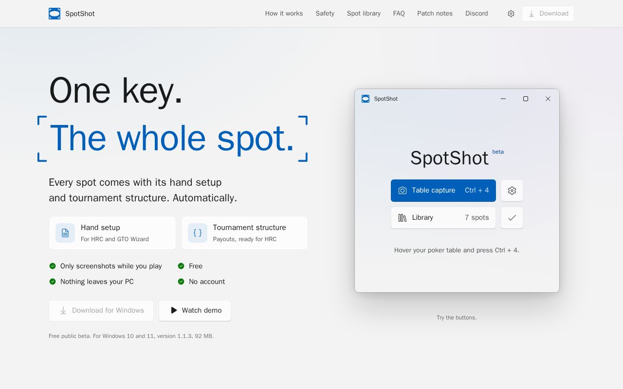 Preview of SpotShot: one key saves the whole tournament spot