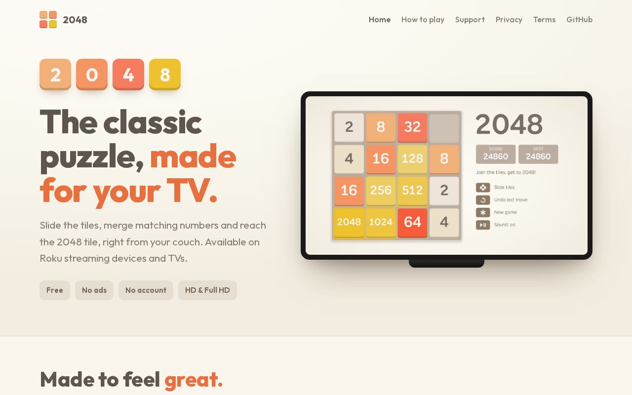 Preview of 2048: the classic puzzle, made for your TV