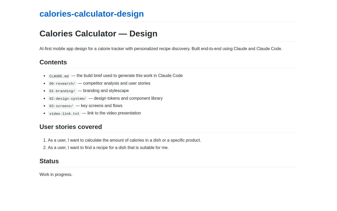Preview of Calories Calculator Design