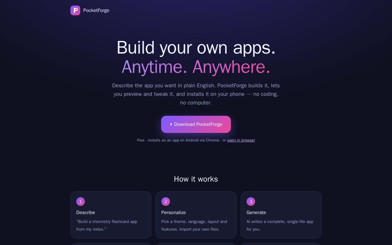Preview of PocketForge