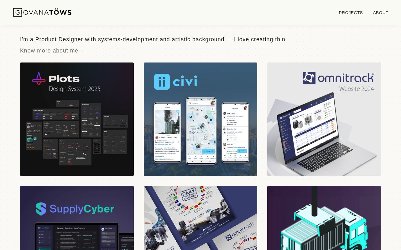 Preview of Giovana Tows' UX/UI design portfolio