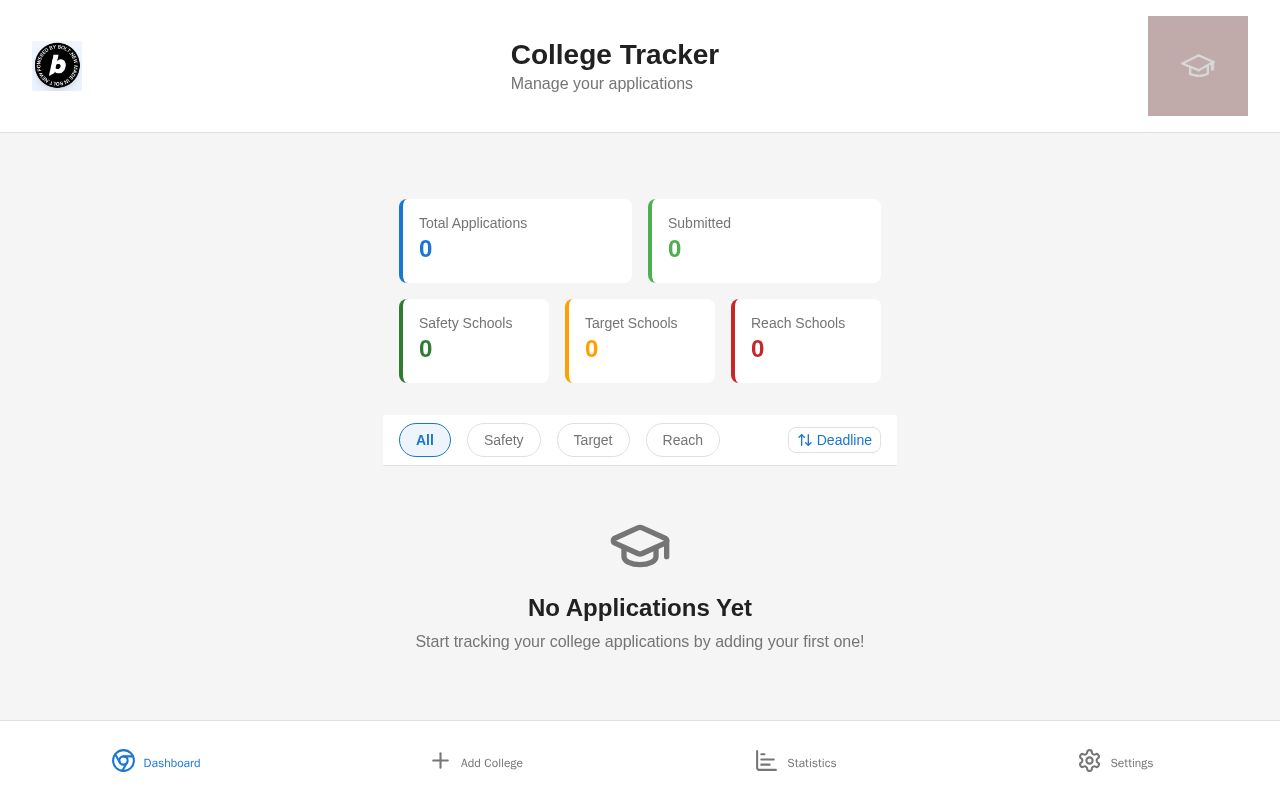 Preview of College Application Tracker