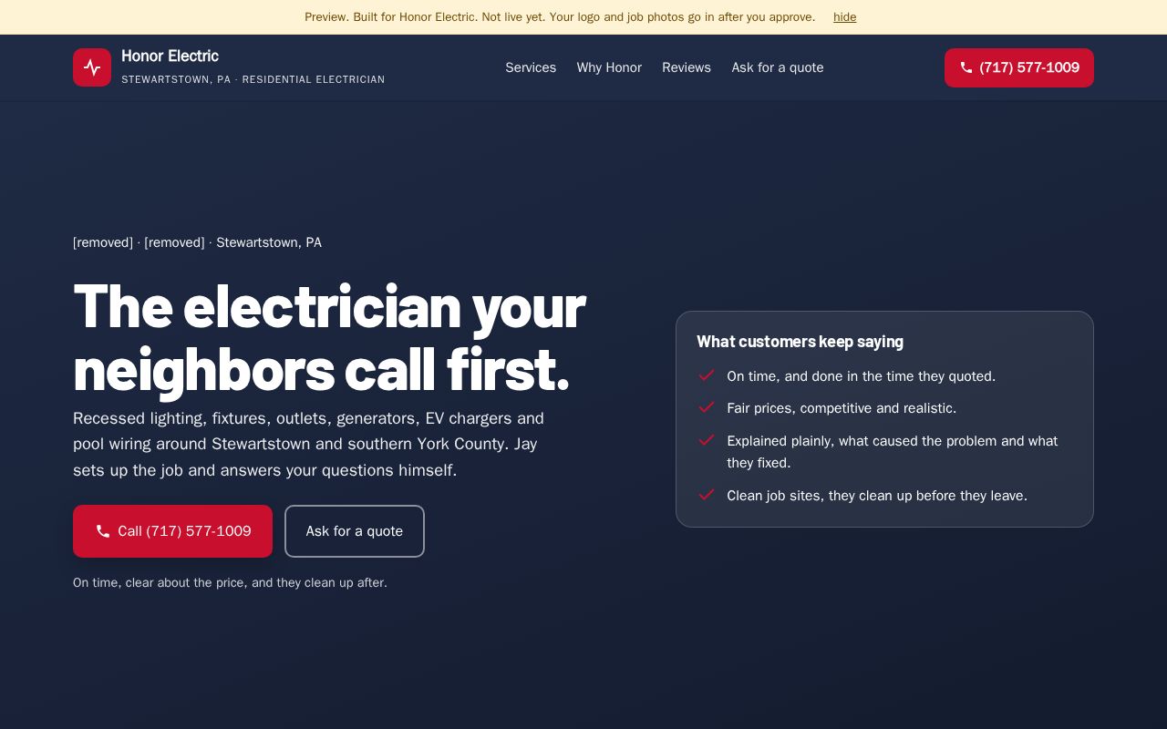 Preview of Honor Electric Inc Preview
