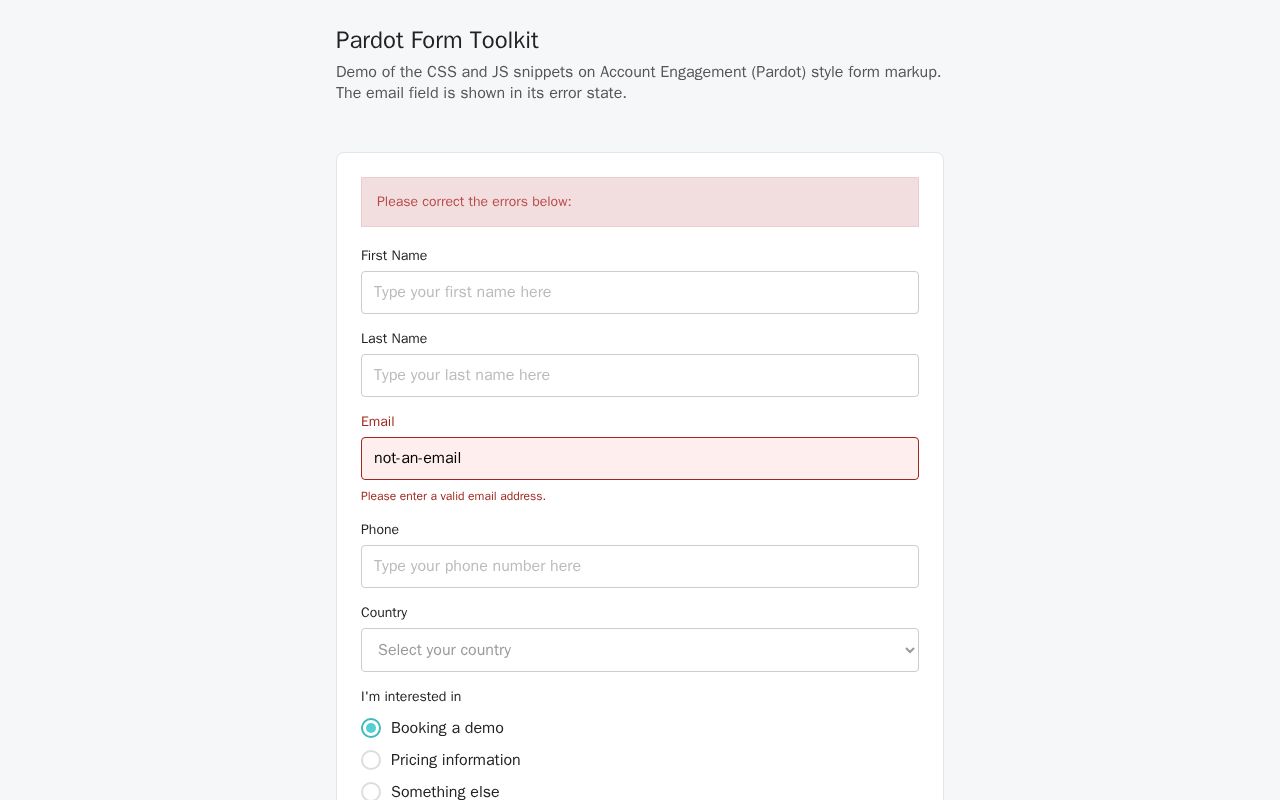 Preview of Pardot Form Toolkit