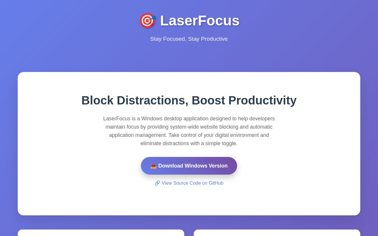 Preview of LaserFocus Productivity App