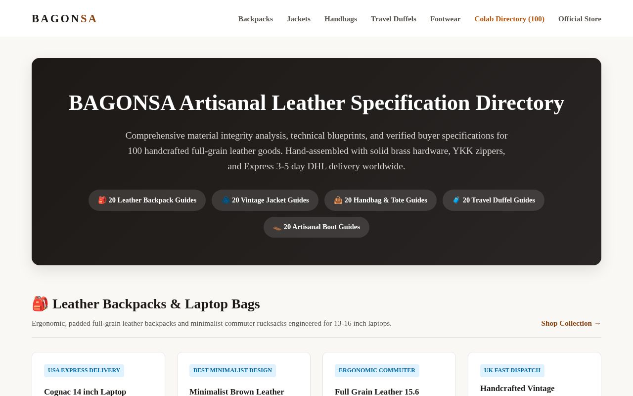 Preview of BAGONSA Artisanal Full-Grain Leather Goods Catalog & Buyer Guides