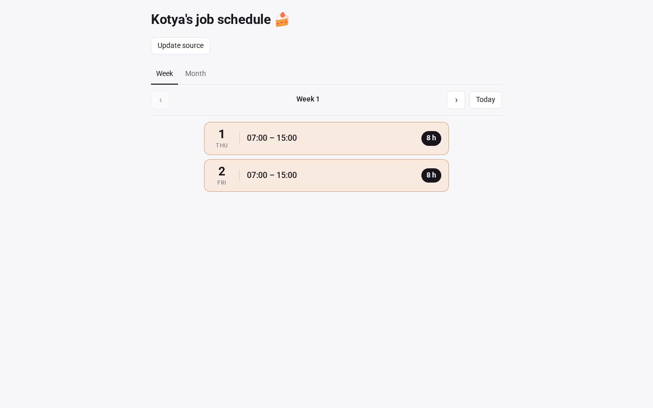 Preview of Kotya Job Schedule
