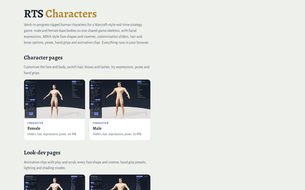 Preview of Character Models