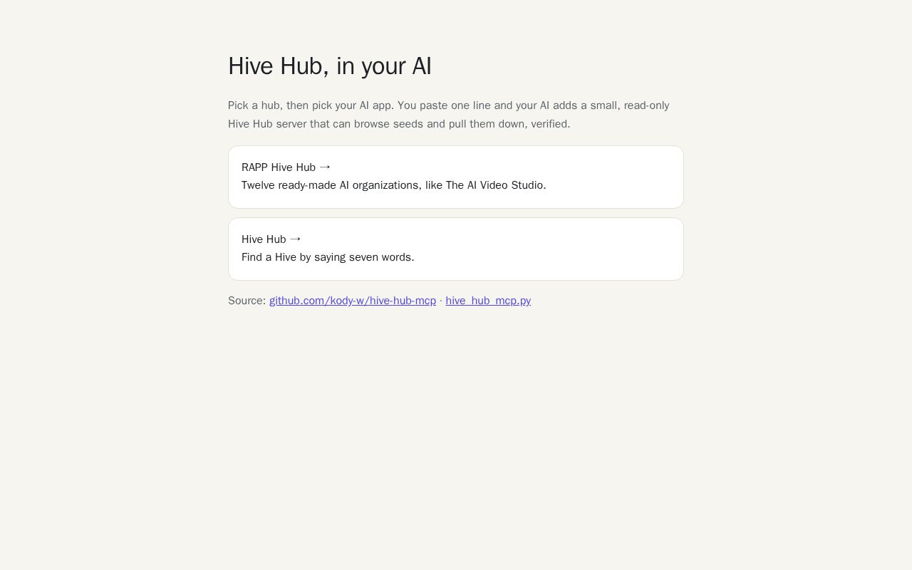 Preview of Hive Hub Mcp