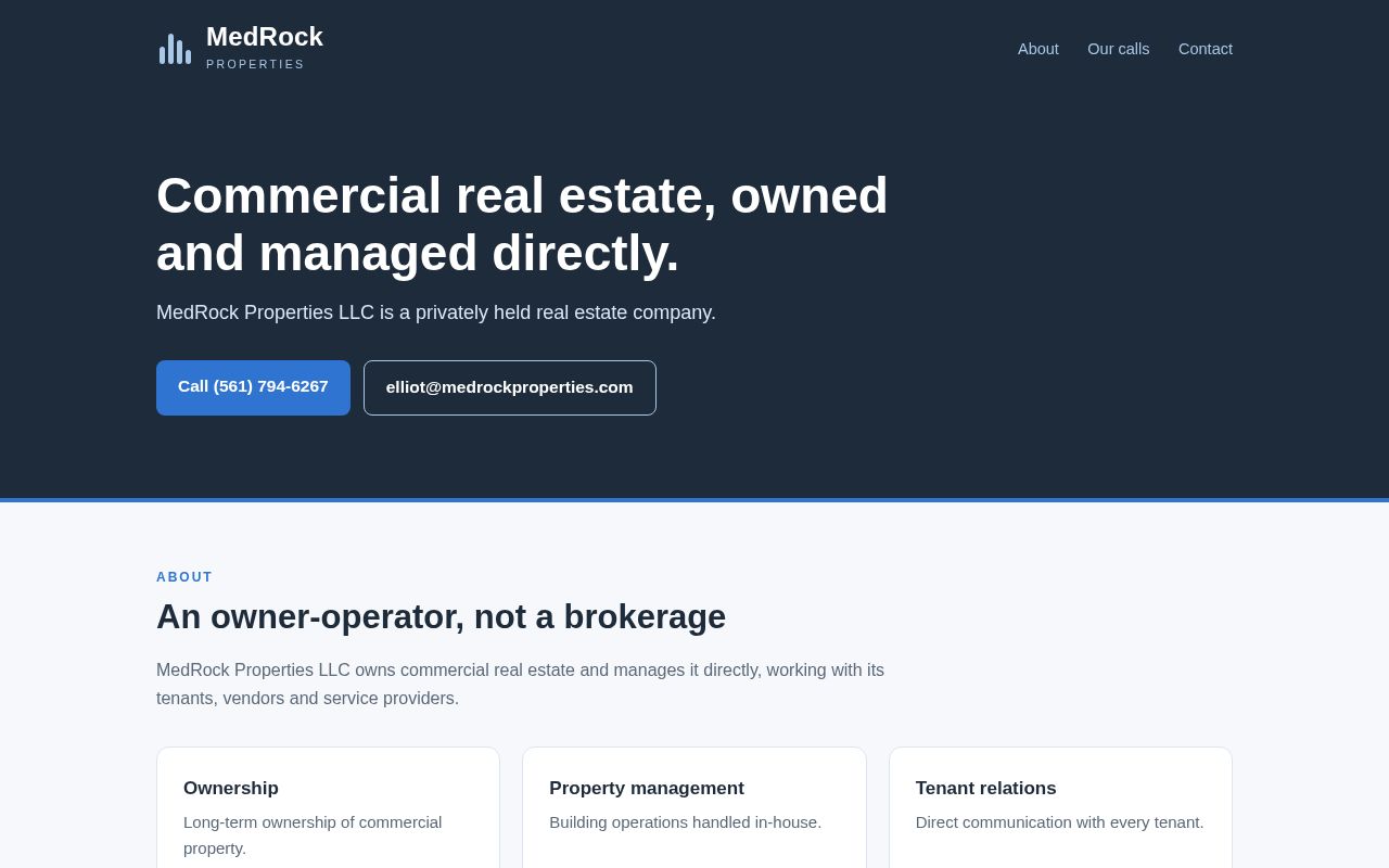 Preview of medrockproperties.com - MedRock Properties LLC website