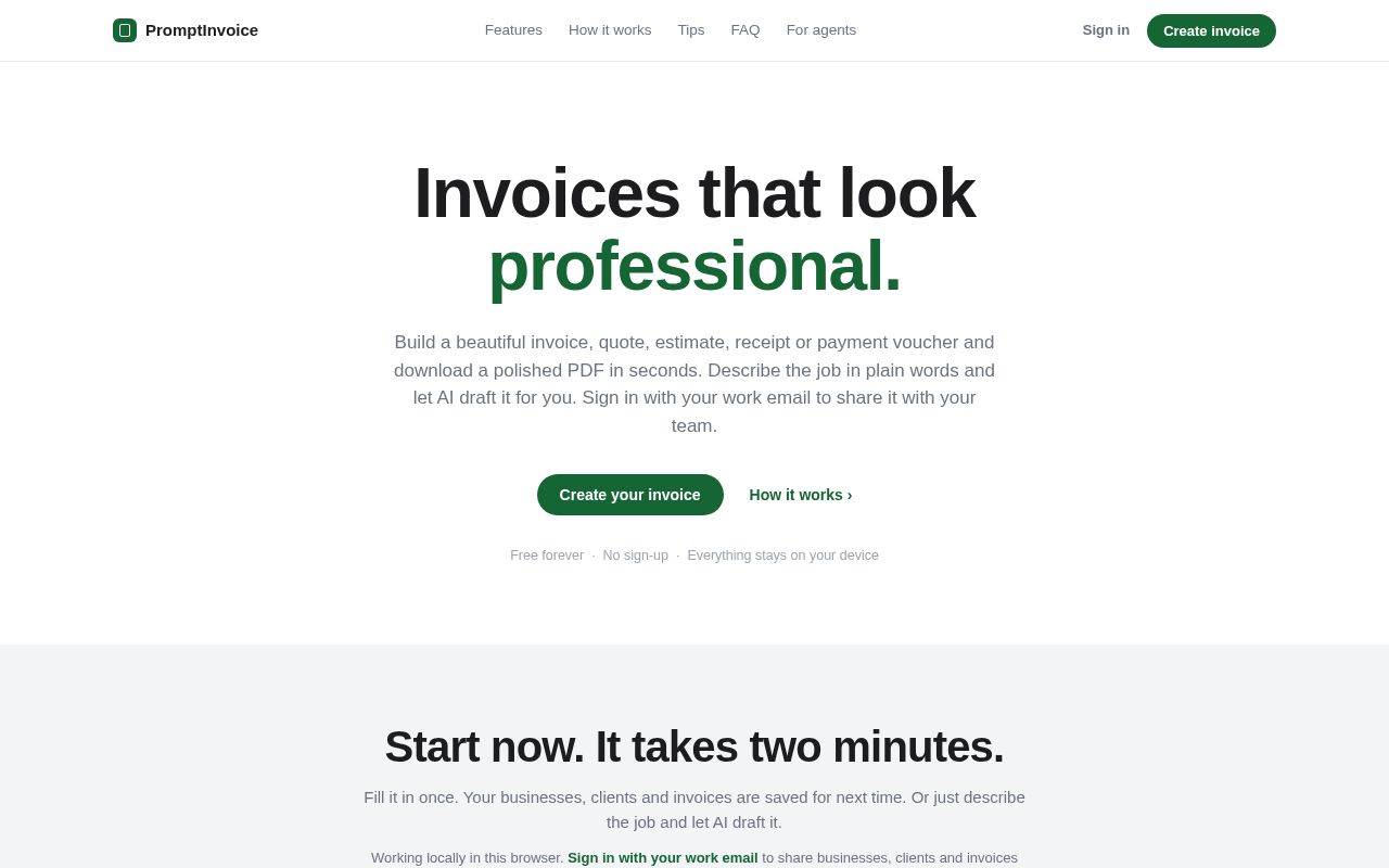 Preview of PromptInvoice: Free Invoice Generator