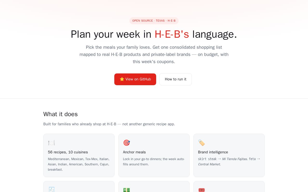 Preview of Heb Meal Planner