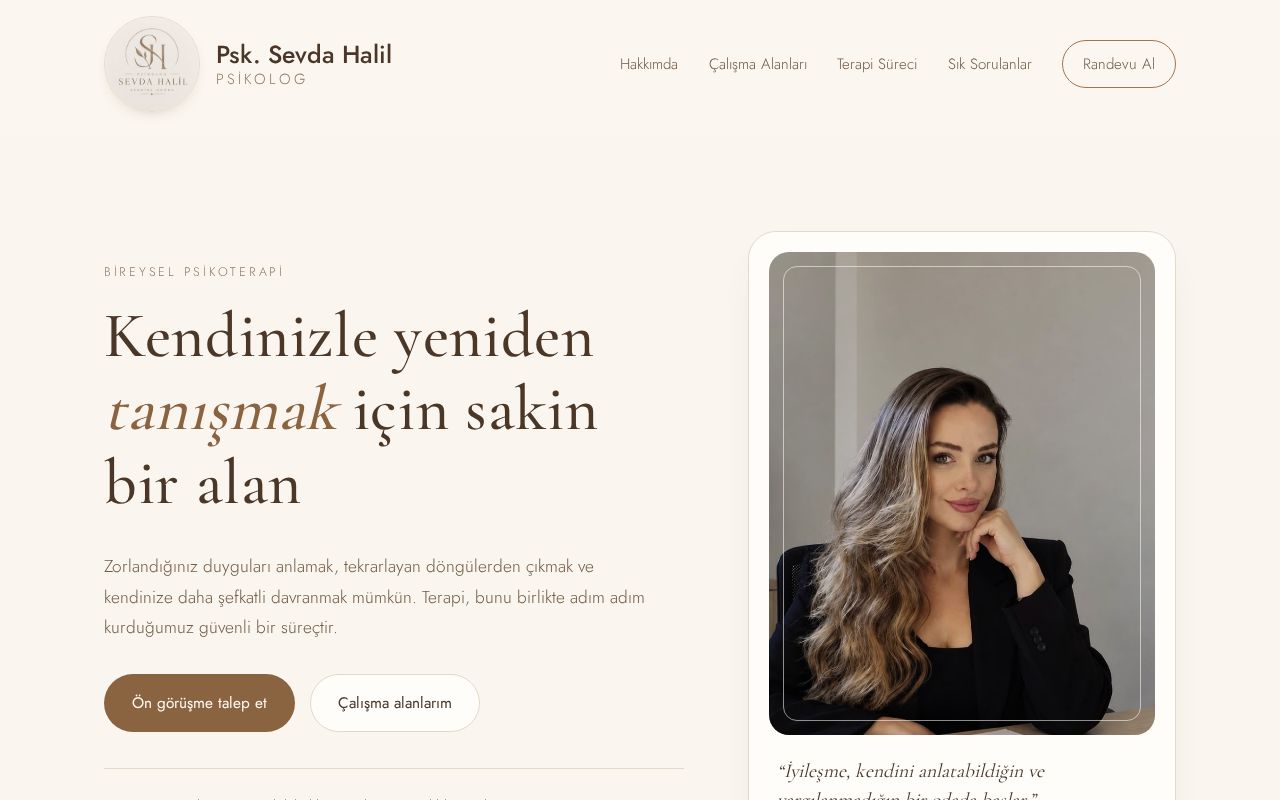 Preview of Bireysel psikolog tanıtım sitesi (HTML/CSS/JS)
