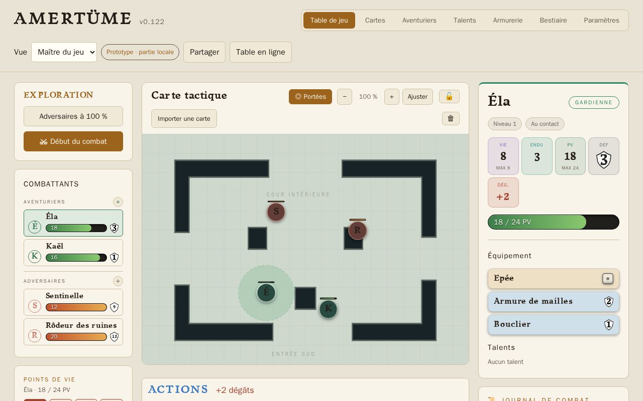 Preview of Table de jeu Virtuelle pour Amertume